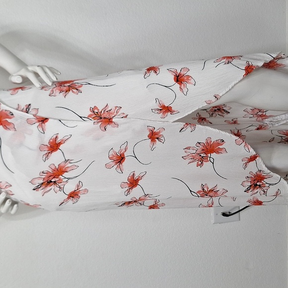 Cotton On White Red Floral Romantic V-Neck Boho High Low Wrap Maxi Dress Size S - Picture 4 of 14